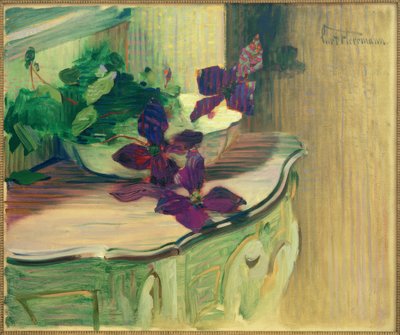 Still Life with Clematis on Rococo Console Table by Curt Herrmann